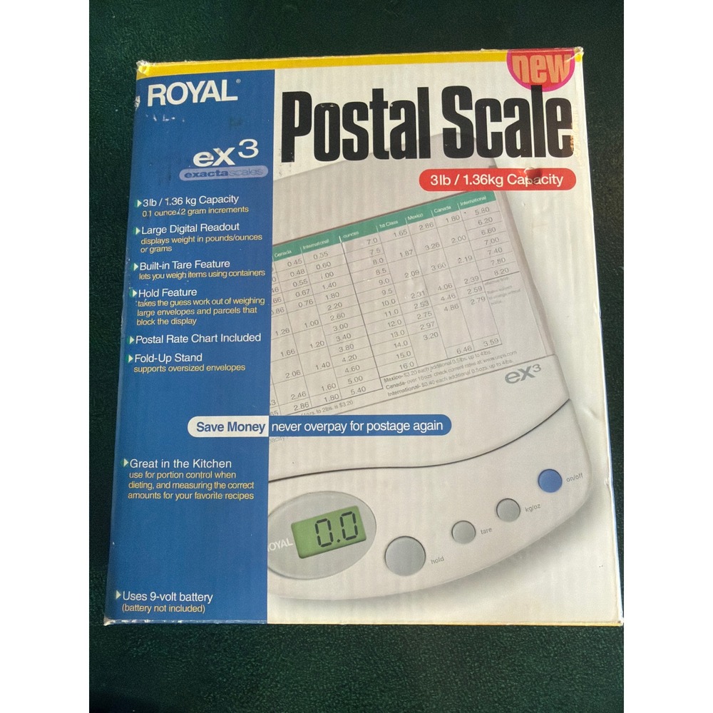 Royal EX3 ExactaScales Digital Postal Scale 3lb Capacity‎ White New in Box